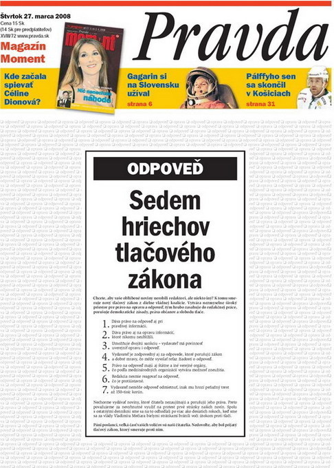 Protest slovenských deníků 2 Protest slovenských deníků 2